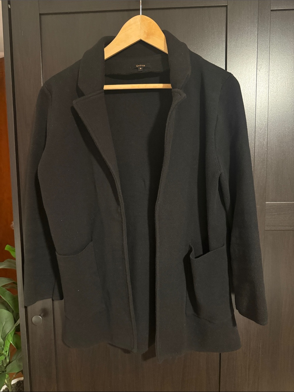 Quince Black Open-Front Blazer Coatigan